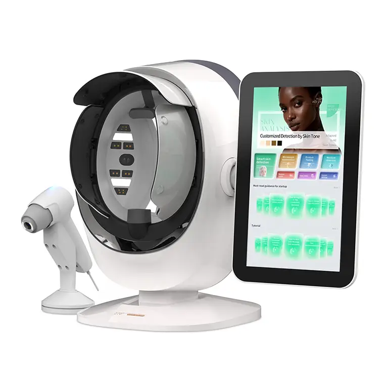 JC091 AI skin analyzer machine with handheld microscopic detector and foldable screen
