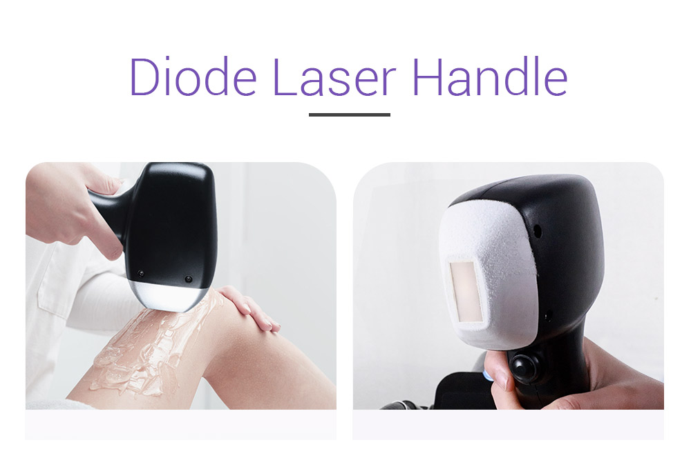 EN222 diode laser handpiece with ice-cooling contact tip used for hair removal treatment